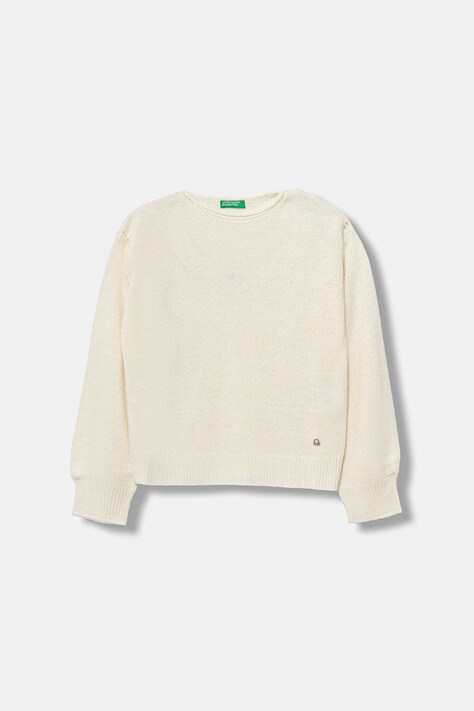 Dječji pulover s dodatkom vune United Colors of Benetton boja: bež, lagane, 126WC108Q