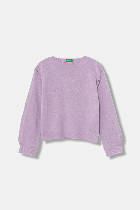 United Colors of Benetton sweter z dodatkiem wełny dziecięcy kolor fioletowy lekki 126WC108Q