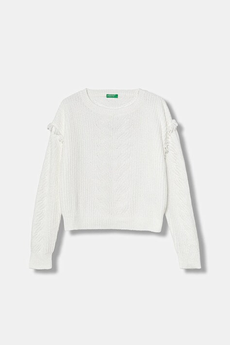 United Colors of Benetton sweter dziecięcy kolor biały lekki 13HHC108W