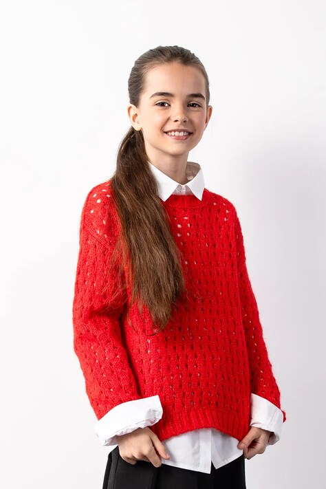 Coccodrillo sweter dziecięcy kolor czerwony FABOLOUS GIRL JUNIOR