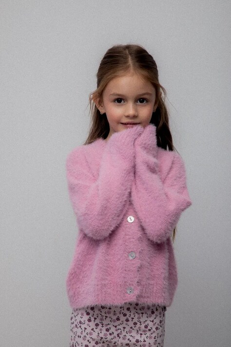 Coccodrillo kardigan dziecięcy kolor różowy FROSTING PUDDLE GIRL KIDS