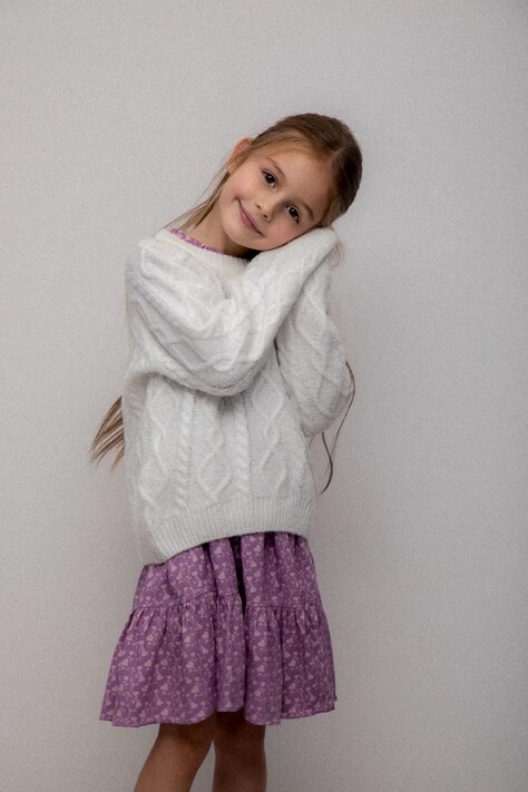 Детски пуловер с вълна Coccodrillo в бежово WINTER COSY GRIL KIDS