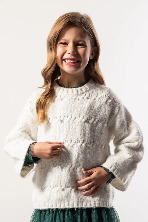 Coccodrillo sweter dziecięcy kolor beżowy ELEGANT PARTY GIRL