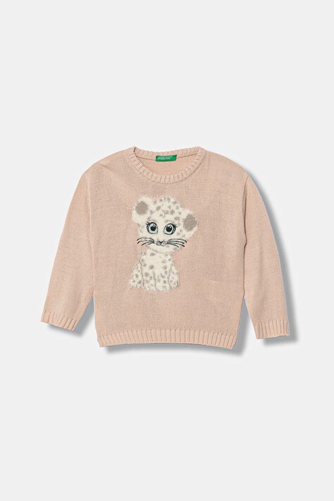 United Colors of Benetton sweter dziecięcy kolor różowy lekki 13DZG1013