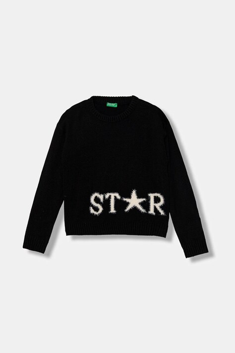 United Colors of Benetton sweter dziecięcy kolor czarny lekki 1EHHQ109G