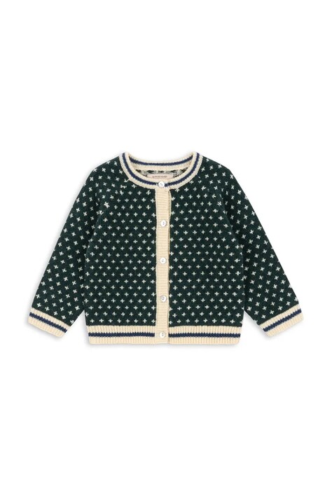Otroška jopica Konges Sløjd BILLI KNIT CARDIGAN zelena barva, KS103726