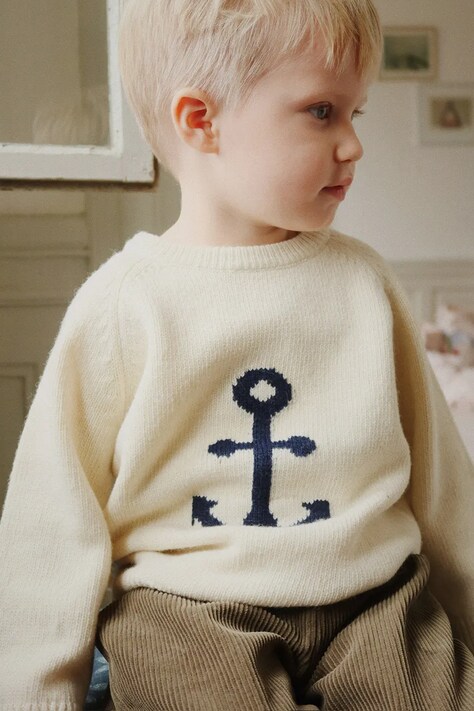 Otroški pulover Konges Sløjd ANCHOR KNIT SWEATER bež barva, KS104063