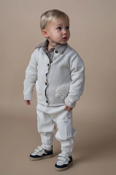 Детский хлопковый кардиган Donsje Dieck Cardigan Lammies цвет бежевый лёгкий 3039801
