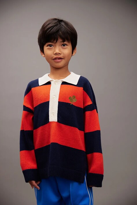 Mini Rodini sweter z wełną dziecięcy Clover kolor czerwony lekki 25720120