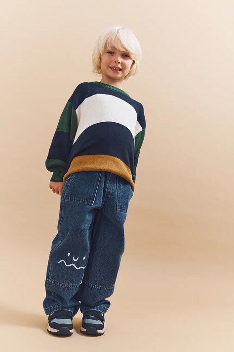 Παιδικό βαμβακερό πουλόβερ Liewood Orlane Stripe Knit Jumper χρώμα: ναυτικό μπλε, LW20309