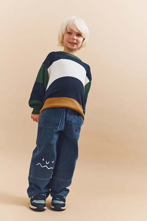 Παιδικό βαμβακερό πουλόβερ Liewood Orlane Stripe Knit Jumper χρώμα: ναυτικό μπλε, LW20309