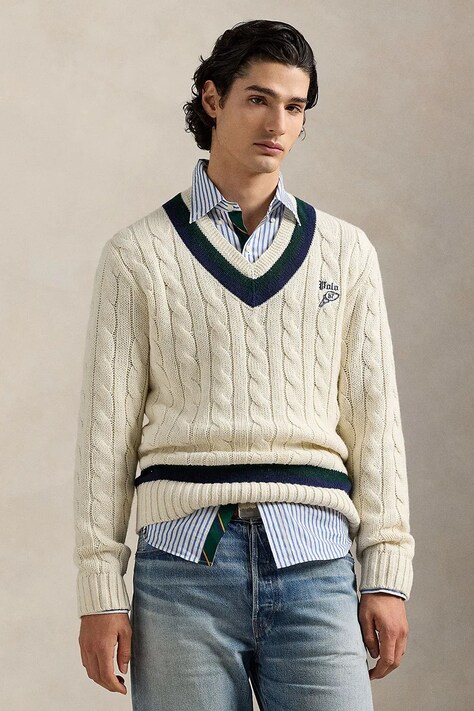 Polo Ralph Lauren pulover din amestec de casmir culoarea bej, 710970656