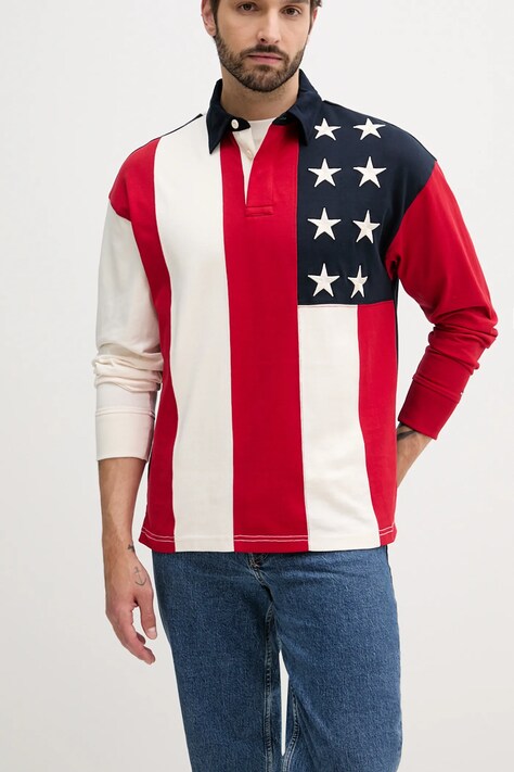 Tommy Hilfiger hanorac de bumbac culoarea bleumarin, cu imprimeu, MW0MW39690