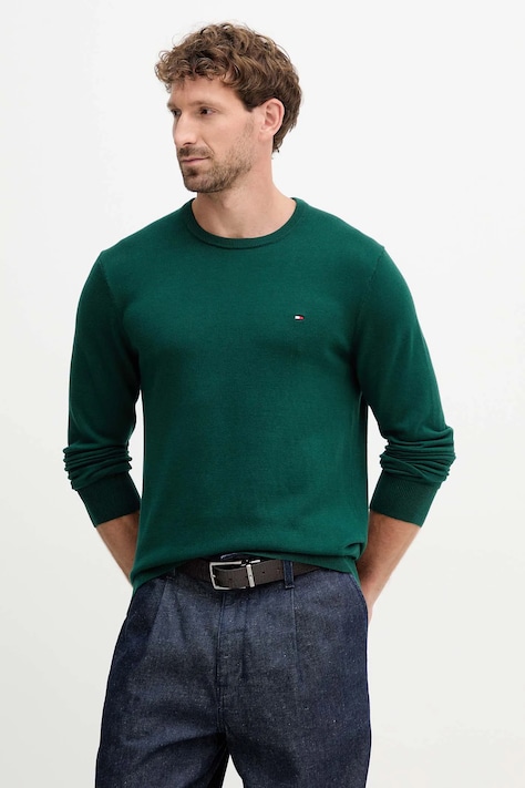 Bavlnený sveter Tommy Hilfiger modrá farba, ľahký, MW0MW39999