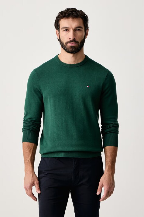 Tommy Hilfiger Sweter męski bawełniany zielony MW0MW39999