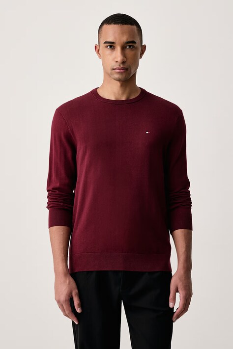 Tommy Hilfiger Πουλόβερ ανδρικό βαμβακερό μπορντό MW0MW39999