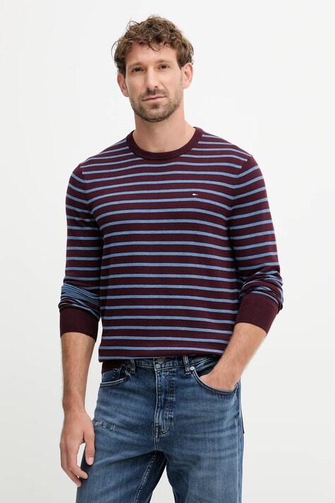 Bavlnený sveter Tommy Hilfiger modrá farba, ľahký, MW0MW39999
