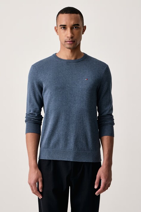 Tommy Hilfiger Πουλόβερ ανδρικό βαμβακερό μπλε MW0MW39999