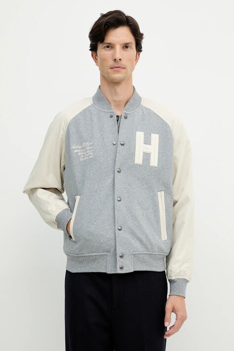 Tommy Hilfiger kurtka bomber kolor szary przejściowa MW0MW39684