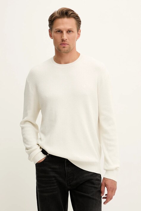 Calvin Klein sweter męski kolor beżowy lekki LV04LB327G
