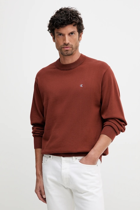 Βαμβακερό πουλόβερ Calvin Klein Jeans ανδρικό, χρώμα: μπορντό, LV04RC309G
