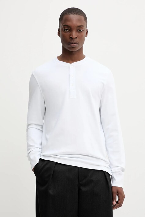 Filippa K longsleeve bawełniany kolor biały gładki 31498