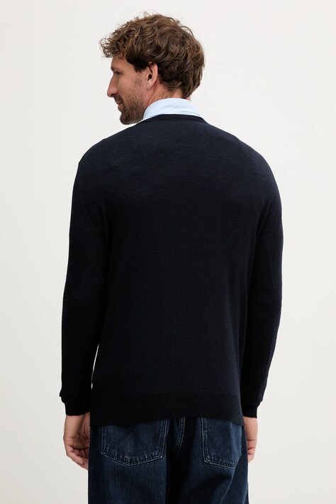 Karl Lagerfeld sweter wełniany męski kolor granatowy lekki 553399.655000