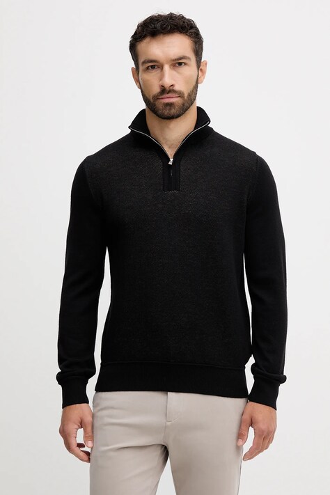 BOSS pulover de lână culoarea negru, cu turtleneck, 50543155