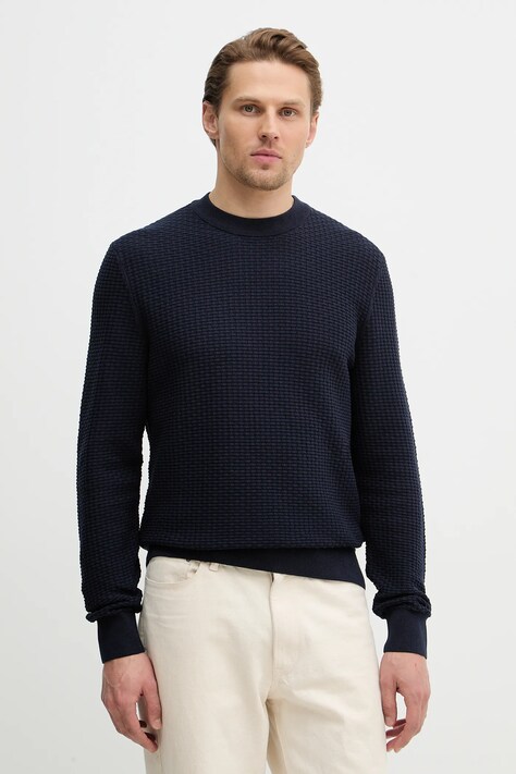 BOSS sweter bawełniany męski kolor granatowy lekki 50545283