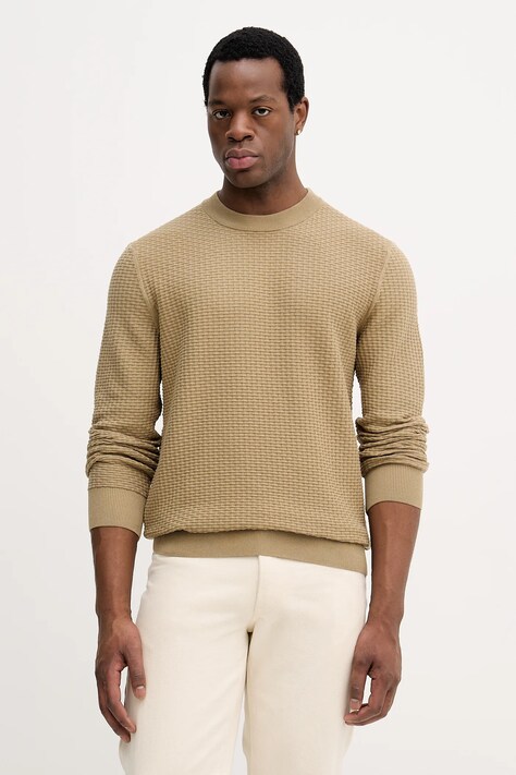 BOSS sweter bawełniany męski kolor zielony lekki 50545283