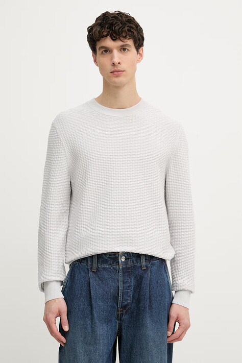 BOSS sveter pánsky bavlnený H-Imberto sivý 50545283