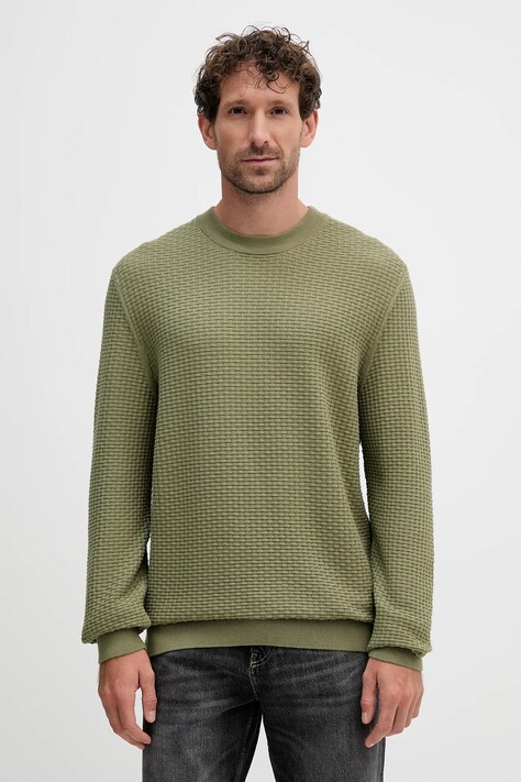 BOSS sweter bawełniany męski kolor zielony lekki 50545283