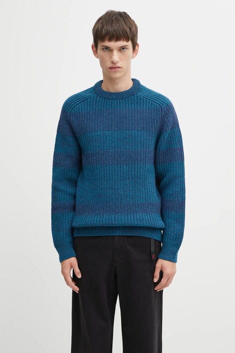Barbour sweter wełniany x Paul Smith Saddle męski kolor turkusowy ciepły MKN1696BU91