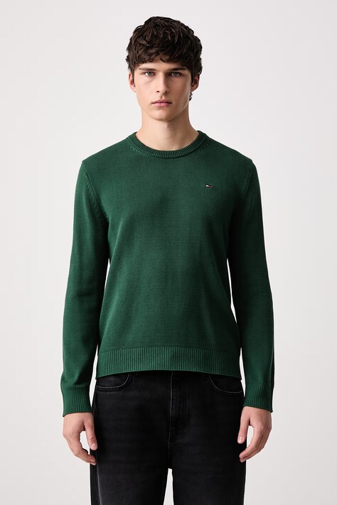 Tommy Jeans Svetr pánský bavlněný zelený DM0DM21787
