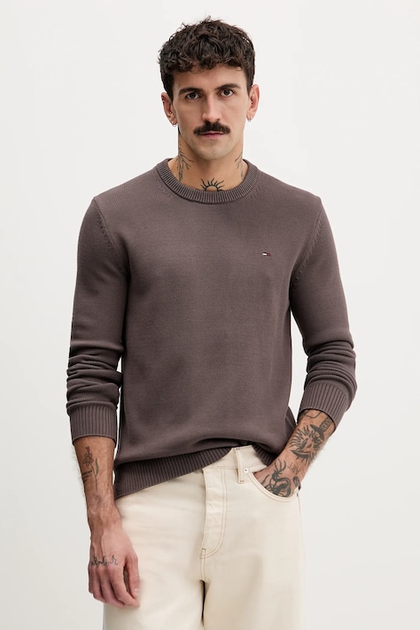 Bavlnený sveter Tommy Jeans bordová farba, ľahký, DM0DM21787