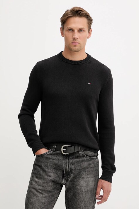 Tommy Jeans sweter bawełniany męski kolor czarny lekki DM0DM21787