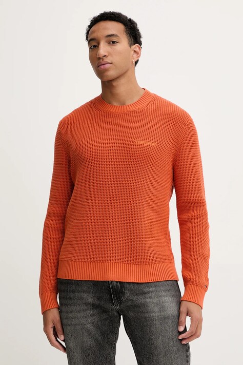 Bavlnený sveter Tommy Jeans oranžová farba, DM0DM22098