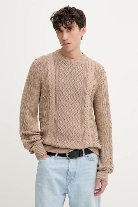 Tommy Jeans sweter bawełniany męski kolor brązowy lekki DM0DM22101