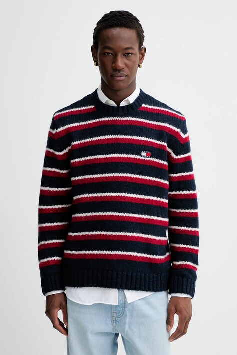 Tommy Jeans sweter z domieszką alpaki męski kolor granatowy ciepły DM0DM22109