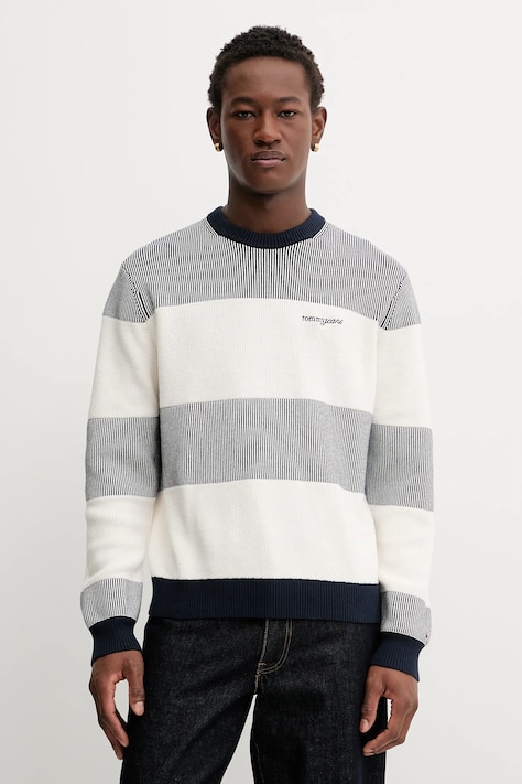 Бавовняний светр Tommy Jeans колір синій  DM0DM22110