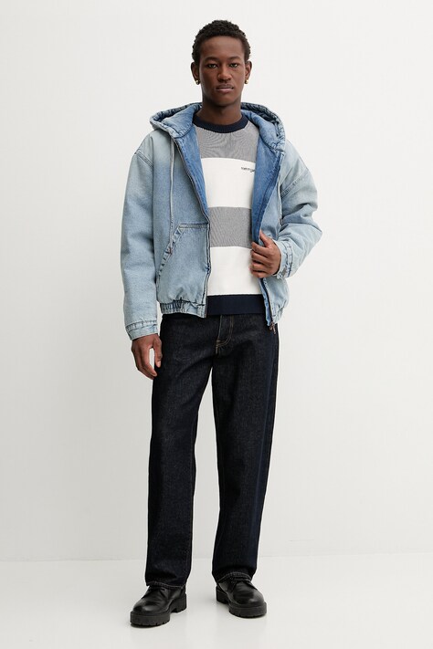 Βαμβακερό πουλόβερ Tommy Jeans ανδρικό, χρώμα: ναυτικό μπλε, DM0DM22110