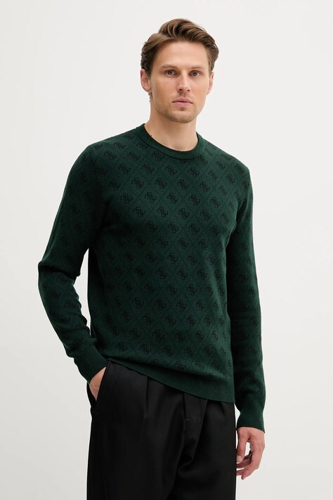 Guess pulover din amestec de lână HUMBERT culoarea verde, light, M5YR10 Z3OE2