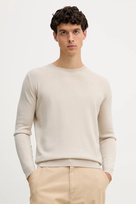 Karl Lagerfeld sweter wełniany męski kolor beżowy lekki 554399.655000