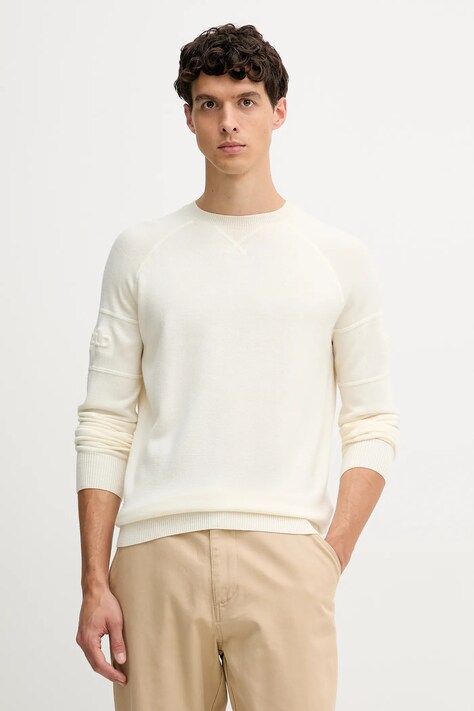 Karl Lagerfeld sweter wełniany męski kolor beżowy lekki 554399.655012