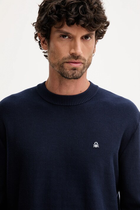 United Colors of Benetton sweter męski kolor granatowy 1V4KU10AF