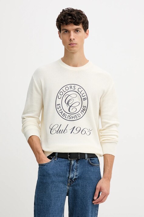 United Colors of Benetton sweter bawełniany męski kolor beżowy lekki 10C1K10AI