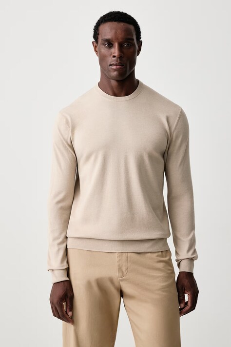 United Colors of Benetton Sveter pánsky s viskózou béžový 110XU10A5