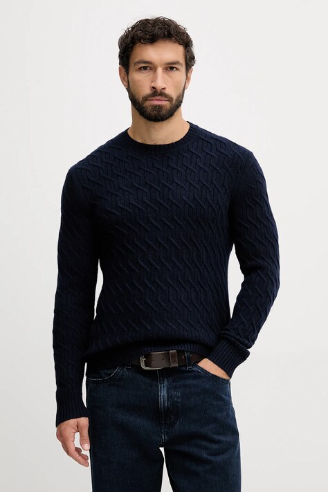 United Colors of Benetton sweter z dodatkiem wełny męski kolor granatowy 1335U10A9