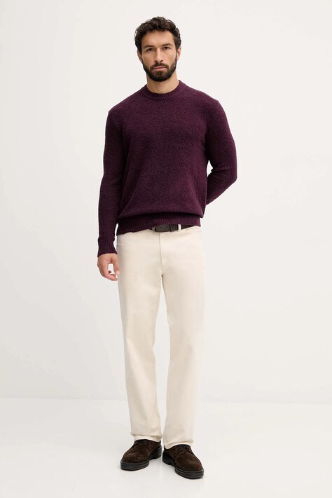 United Colors of Benetton sweter z domieszką wełny męski kolor bordowy 1L5YU10AD