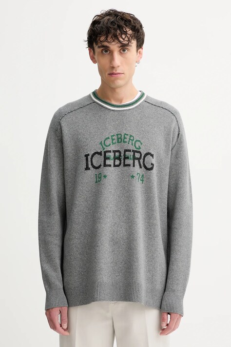 Iceberg sweter z wełną męski kolor szary A018 7469